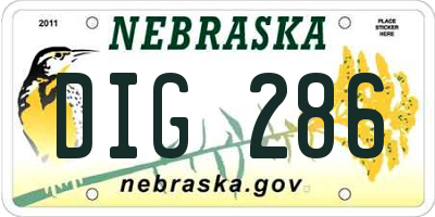 NE license plate DIG286