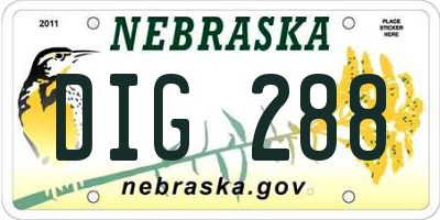 NE license plate DIG288