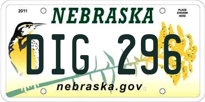 NE license plate DIG296