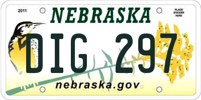 NE license plate DIG297