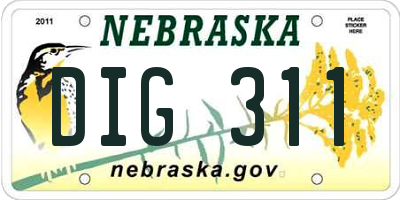 NE license plate DIG311