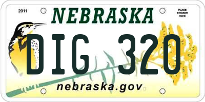 NE license plate DIG320