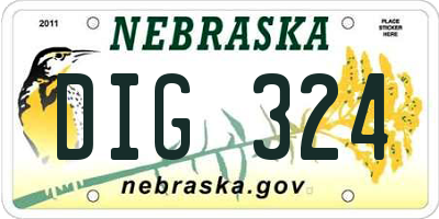 NE license plate DIG324
