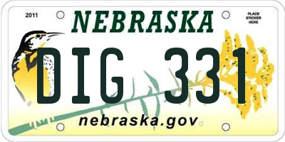 NE license plate DIG331