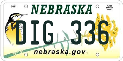 NE license plate DIG336