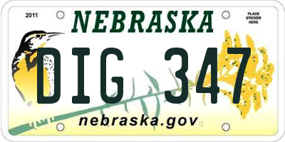 NE license plate DIG347