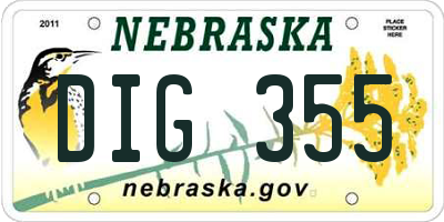 NE license plate DIG355