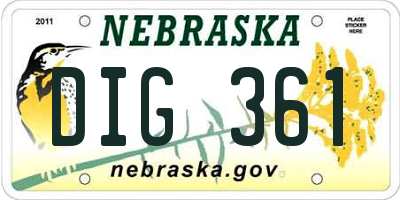 NE license plate DIG361