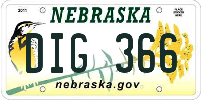 NE license plate DIG366