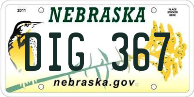 NE license plate DIG367