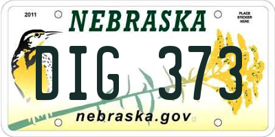NE license plate DIG373