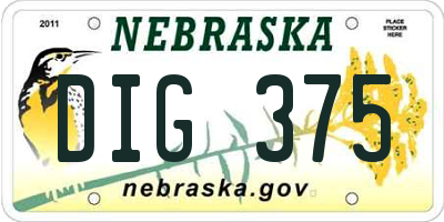 NE license plate DIG375