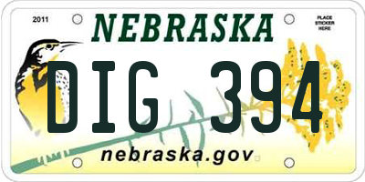 NE license plate DIG394