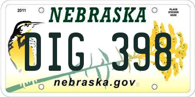 NE license plate DIG398