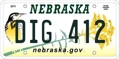 NE license plate DIG412