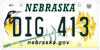 NE license plate DIG413