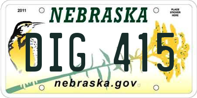 NE license plate DIG415