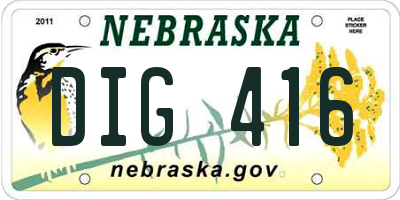 NE license plate DIG416