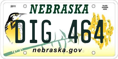 NE license plate DIG464