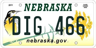 NE license plate DIG466