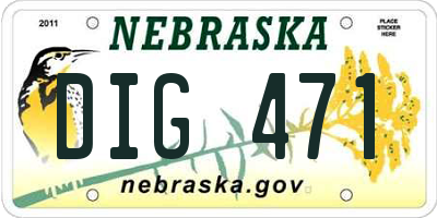 NE license plate DIG471