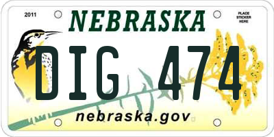 NE license plate DIG474