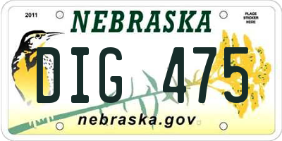 NE license plate DIG475