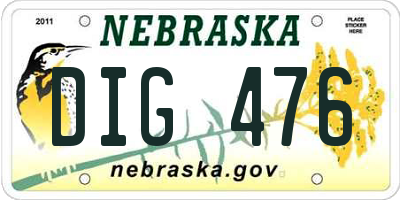 NE license plate DIG476