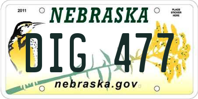 NE license plate DIG477