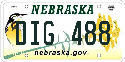 NE license plate DIG488