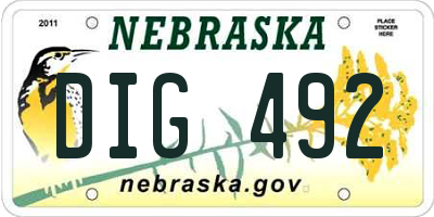 NE license plate DIG492