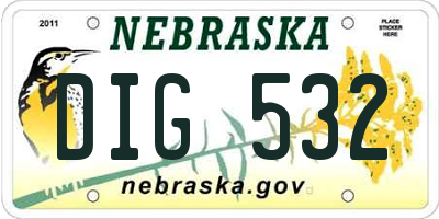 NE license plate DIG532