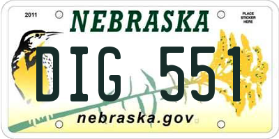 NE license plate DIG551