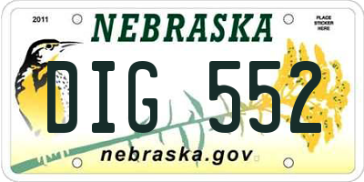 NE license plate DIG552