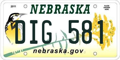 NE license plate DIG581
