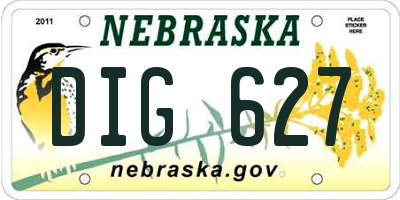 NE license plate DIG627