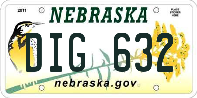 NE license plate DIG632