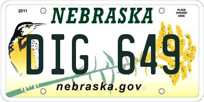 NE license plate DIG649