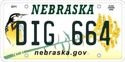 NE license plate DIG664