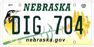 NE license plate DIG704