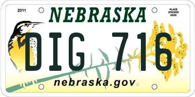NE license plate DIG716