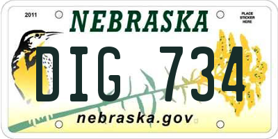NE license plate DIG734