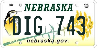 NE license plate DIG743