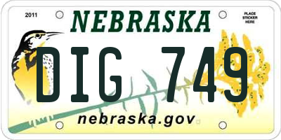 NE license plate DIG749