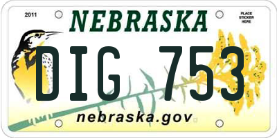 NE license plate DIG753