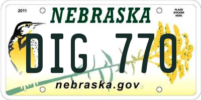 NE license plate DIG770