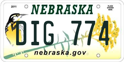 NE license plate DIG774