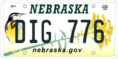 NE license plate DIG776