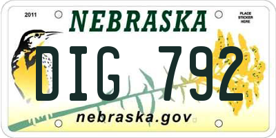 NE license plate DIG792