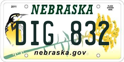 NE license plate DIG832
